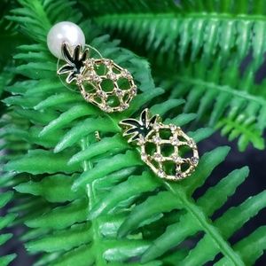 Pineapple Geometric Stud and Dangle earring set